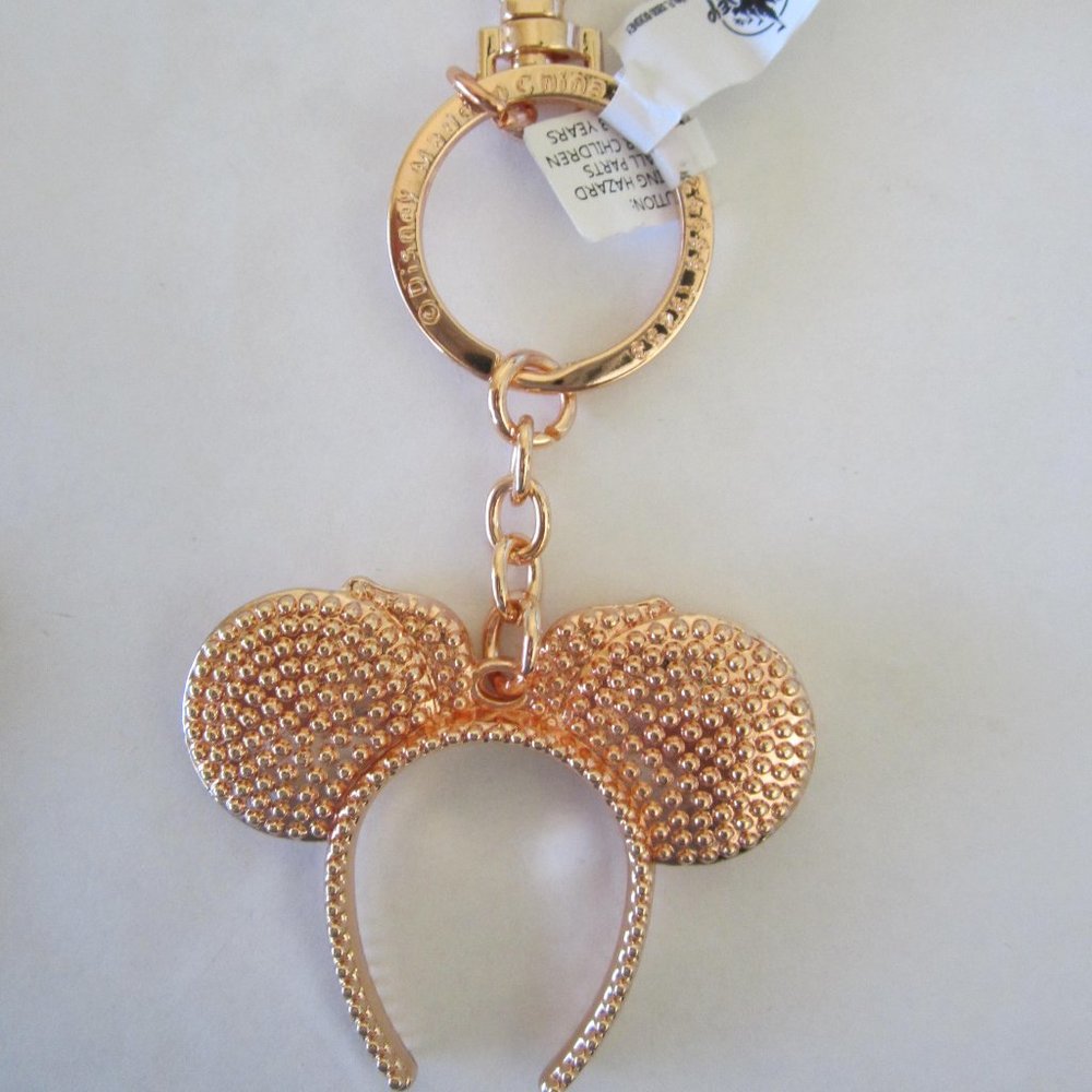 Disney Minnie Mouse Red Bow or Gold Bow Headband Ear Keychain - Picture 6 of 6